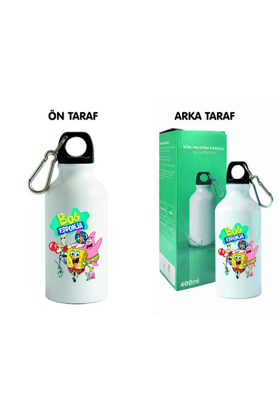DKDZ SHOP Sunger Bobbb Baskılı Kancalı Metal Suluk - 600ml