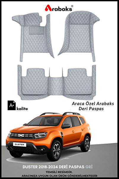 Arabaks Dacia Duster 2018–2024 8D Premium Deri Havuzlu Paspas Seti Gri