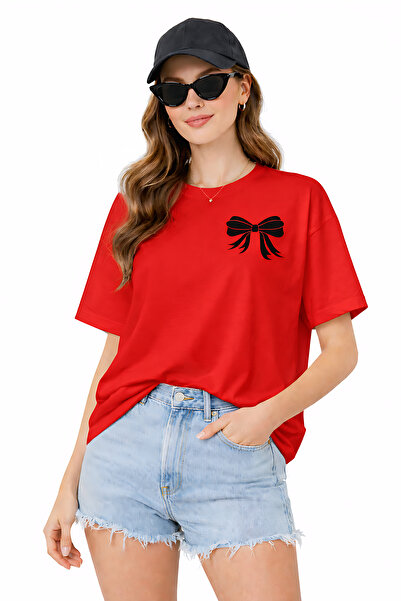 ArtYus Bowknot Printed Summer Themed Cotton Relaxed Fit Round Neck Unisex T-S...