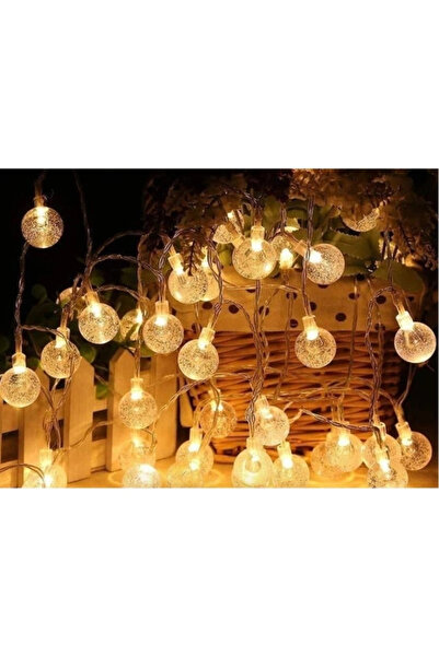 TTT 5m 28 Led Kristal Top Gün Işığı Şeffaf Kablo Fişli Eklemeli
