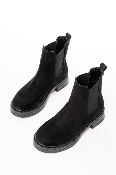 Zerenyus Exi̇n-02-2137 Premium Black Suede Elastic Daily Women's Boots