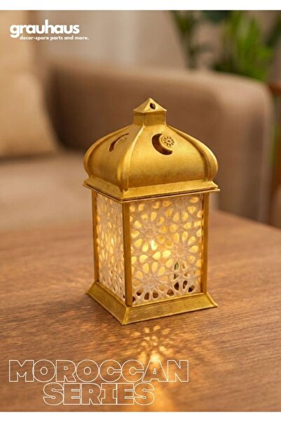 GRAUHAUS Ramazan Feneri Dekoratif Masa Feneri İslami Desenli Şık Ev & Ofis De...