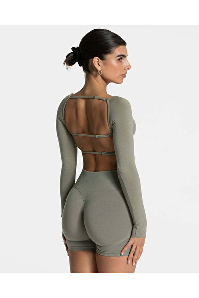 TEVEO Μπλούζα crop με κορδόνια στην πλάτη και ενσωματωμένο σουτιέν