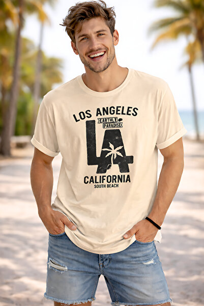 ArtYus Los Angeles California Printed Summer Themed Cotton Relaxed Fit Round ...