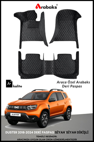 Arabaks Dacia Duster 2018–2024 8D Premium Deri Havuzlu Paspas Seti Siyah-Siya...