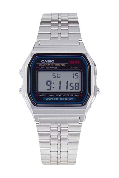 Casio ساعة كلاسيكية رقمية مقاومة للماء، موديل A159W-N1DF، مقاس 37 مم، لون فضي...