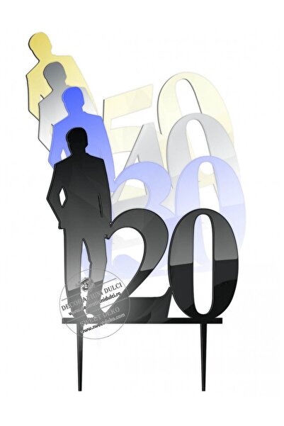 Decoratiuni Dulci Topper varsta barbat, plexiglas - Negru