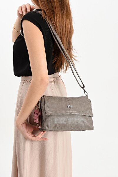 571 Collections Çanta Faux Leather Shoulder Bag Gray