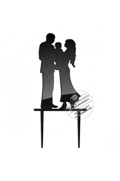 Decoratiuni Dulci Plexiglass topper, family - Black