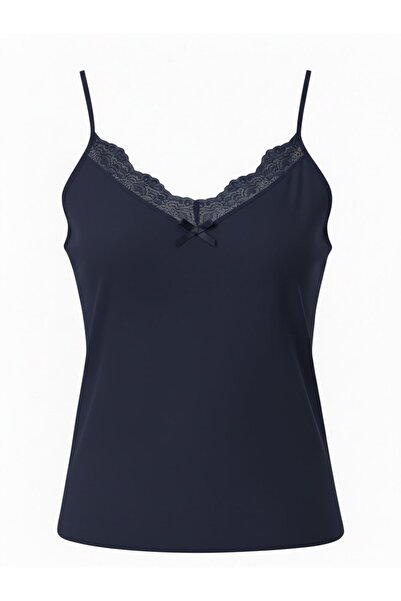Retrobird Lace Detailed Athlete Women's Top Navy Blue