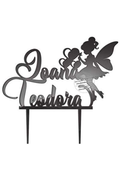 Decoratiuni Dulci Cake topper NUME si zana - Negru