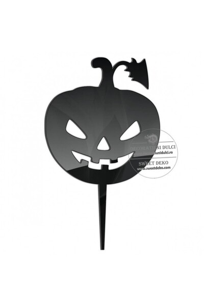 Decoratiuni Dulci Topper dovleac halloween, plexiglas - Negru