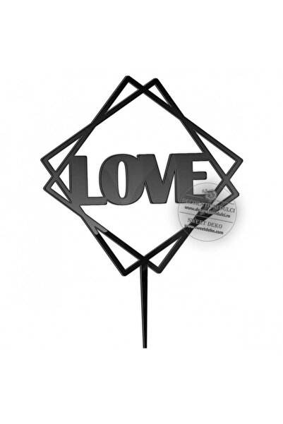 Decoratiuni Dulci Topper geometric love, plexi - Negru