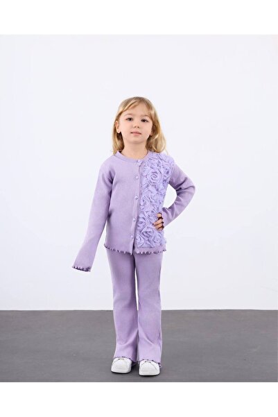 ARBİ kids Детски комплект от две части за момичета: плетен кардиган с флоралн...