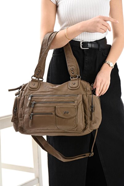 571 Collections Çanta حقيبة كتف من الجلد الصناعي باللون البرونزي