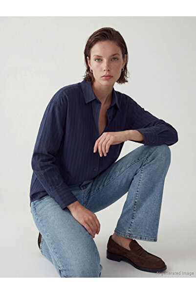 LC Waikiki Rmz Gi̇yi̇m Farkiyla Striped Loose Fit Women's Shirt