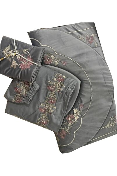 Generic Prayer Rug Set for Women with Embroidered Scarf and Prayer Beads