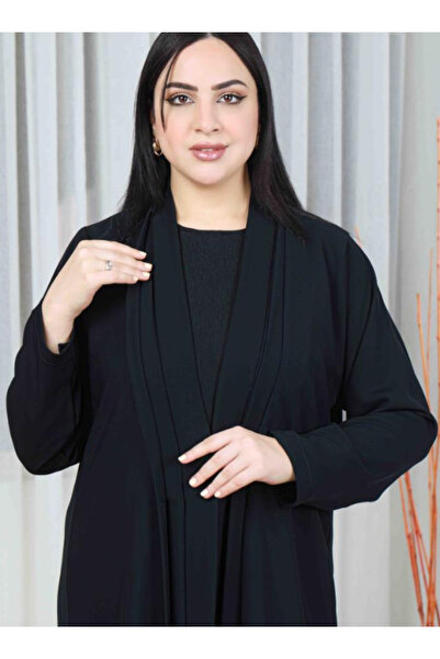 Abay-ti Black abaya with front pleats - free headscarf