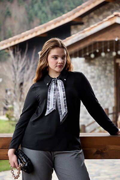 PASTEL BUTİK Γυναικεία μπλούζα με λεπτομέρεια φουλαριού και γιακά πουκαμίσου,...