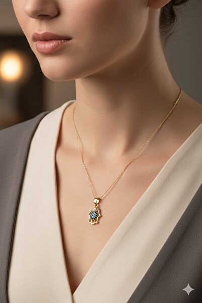ALLURİNG THE BETTER ONE قلادة هامسا ذهبية اللون