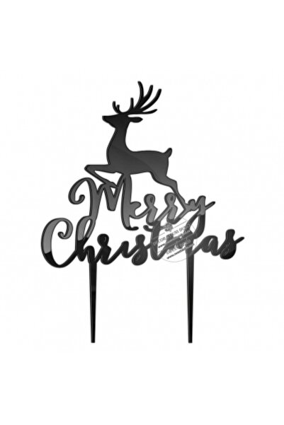 Decoratiuni Dulci Topper Merry Christmas cu ren - Negru