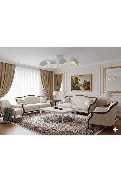 GLOBELUX Beton Görünümlü İskandinaw & Bohem Tarzı Sıralı 4 lü Şık tasarı S Av...