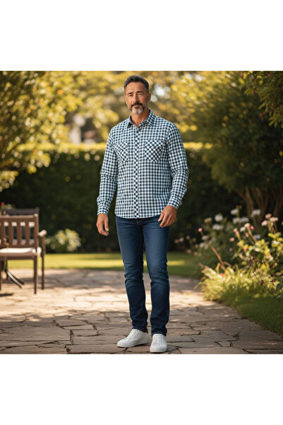 EREN STYLE Classic Cotton Long Sleeve Shirt with Double Pockets (Regular Fit)