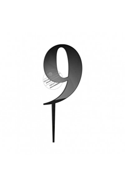 Decoratiuni Dulci Topper cifra plexi, font clasic - Cifra 9, Negru
