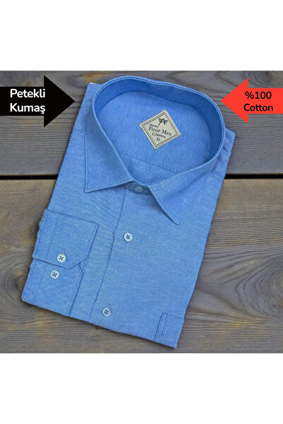 EREN STYLE Βαμβακερό μακρυμάνικο πουκάμισο με μία τσέπη (Κανονική εφαρμογή)