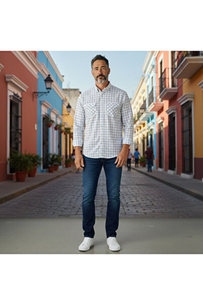 EREN STYLE Classic Cotton Long Sleeve Shirt with Double Pockets (Regular Fit)