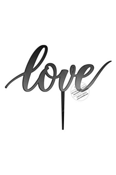 Decoratiuni Dulci Topper pentru tort LOVE caligrafic - Negru