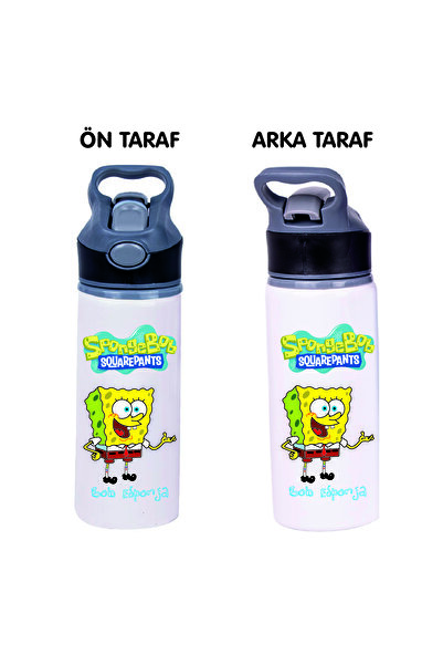 DKDZ SHOP زجاجة مياه معدنية مطبوعة من سونجر بوب مع شفاطة - 650 مل.