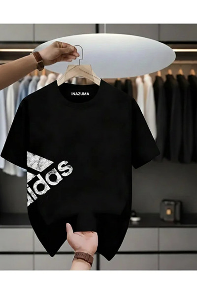 İnazuma Outdoors Unisex Oversize Printed Cotton Crew Neck Short Sleeve Black ...