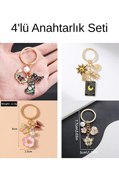 Hilosh Set de 4 brelocuri cu figuri – Brelocuri elegante cu detalii de pisică...