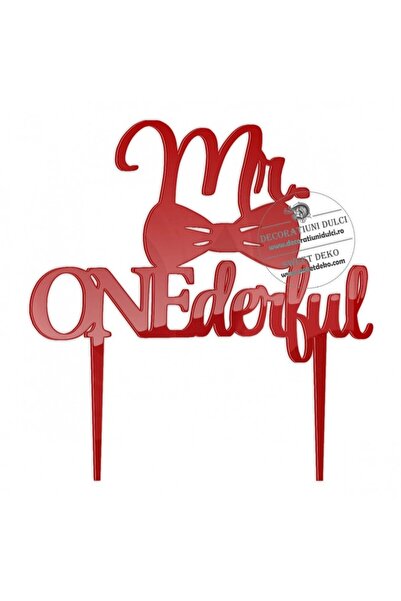 Decoratiuni Dulci Διακοσμητικό Mr ONEderful cu papion, πλέξι - Ροζ