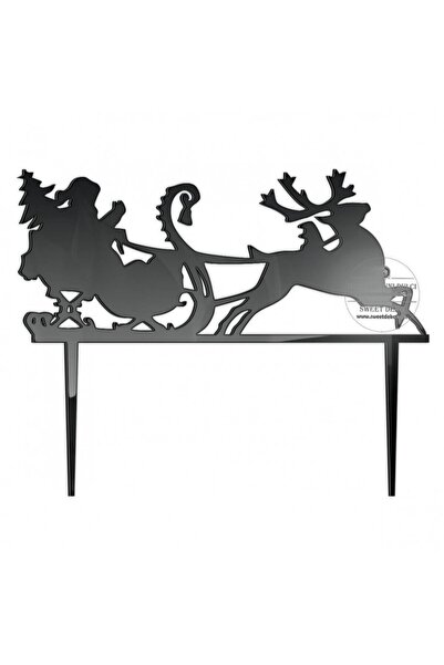 Decoratiuni Dulci Топер за торта Mos Craciun pe sanie - Negru