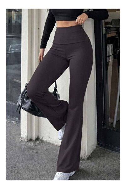 byasafkids Women's Wide-Corsage Waist Detailed Wide-High-Waist Diver Pants Th...