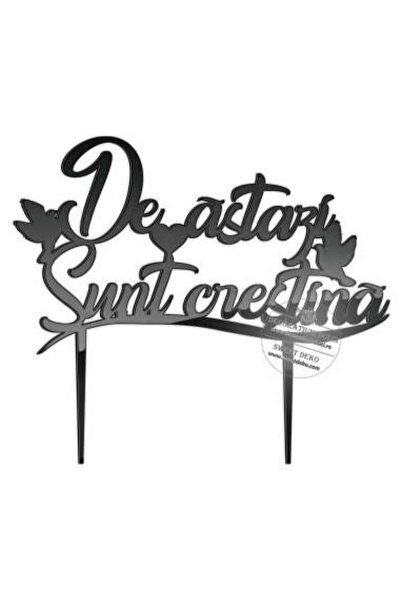 Decoratiuni Dulci Baptism cake topper, From today I am a Christian - Black