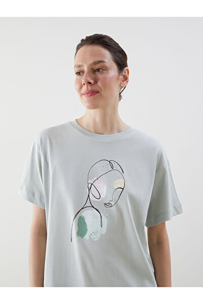 LC Waikiki Γυναικείο μπλουζάκι Özmarka New Season με στάμπα και λαιμόκοψη ποδ...