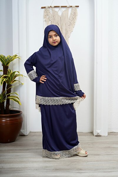 Defkay Girl's Lace Prayer Dress Set with Skirt
