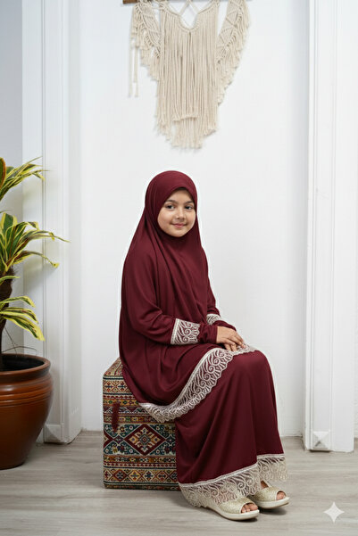 Defkay Set rochie de rugăciune pentru fete cu fustă, dantelă piese