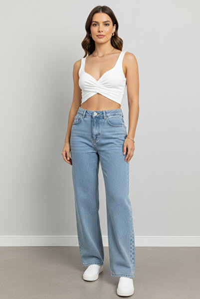 rengafashion Women's High Waist Wide Leg Mom Jean Pants