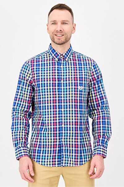Chaps Men Regular Fit Embroidered Logo Long Sleeve Casual Shirt, Multicolor