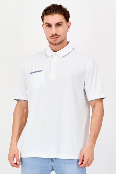 Greg Norman Men Regular Fit Short Sleeve Plain Polo Shirt, White