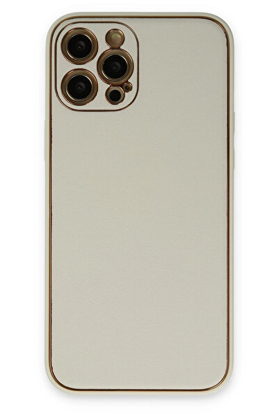 Twin Store Mey Import ®   iPhone 12 Case Coco Leather Silicone Cover - White