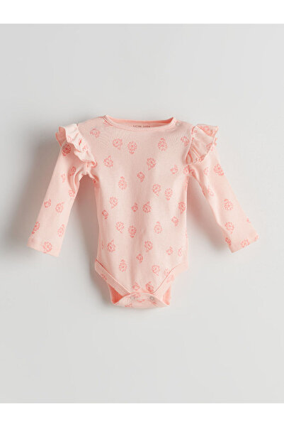 LC Waikiki بدلة قطعة واحدة للفتيات الصغيرات ذات رقبة دائرية وزهور