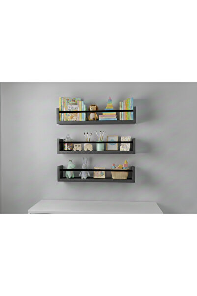 EGN WOODS 80X9 3-Piece Anthracite Mdf Baby Room Organizer Children's Room Mon...