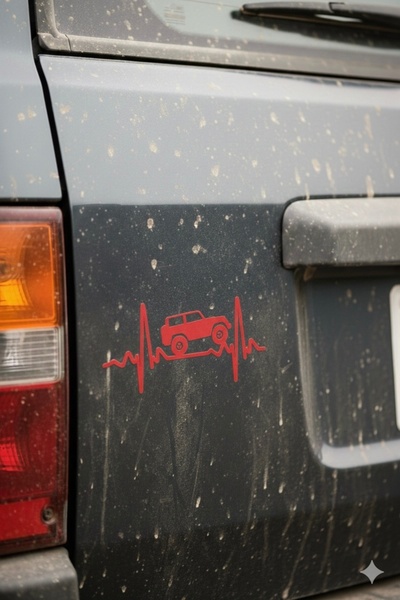 Yalıgraf Reklam Tabela Off Road Jeep Design Heartbeat Pulse Rhythm Sticker Au...
