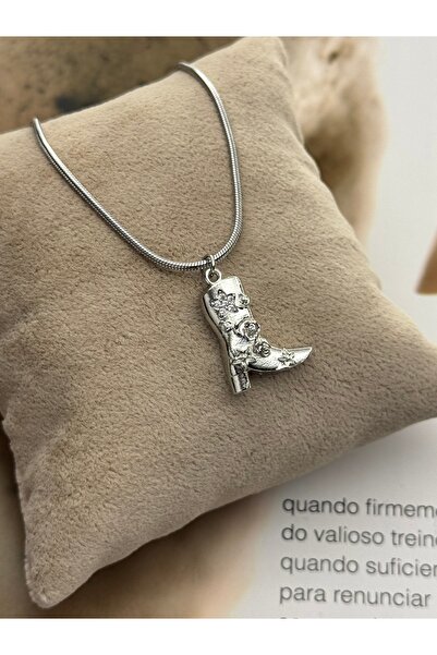 roshel قلادة على شكل حذاء رعاة البقر من الفولاذ المقاوم للصدأ مرصعة بحجر الزر...