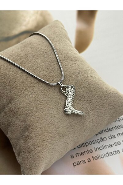 roshel قلادة على شكل حذاء رعاة البقر من الفولاذ المقاوم للصدأ، لون فضي، قلادة...